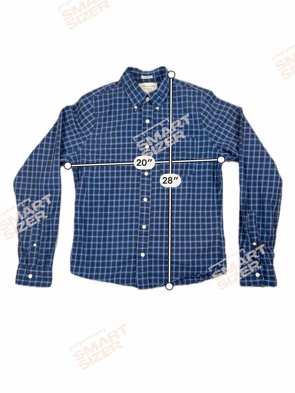 Abercrombie & Fitch Mens Blue Plaid Button Down Long Sleeve Muscle Fit Size Lrg